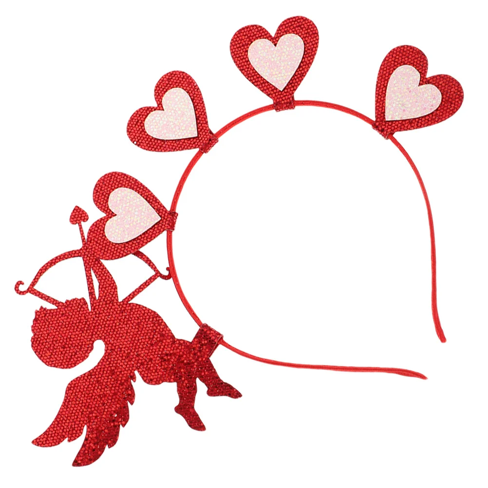 Rode hartvormige hoofdband Dames Valentijnsdag Feestaccessoires Verstelbare maat Glitter Vilt Materiaal Foto Prop Verjaardag