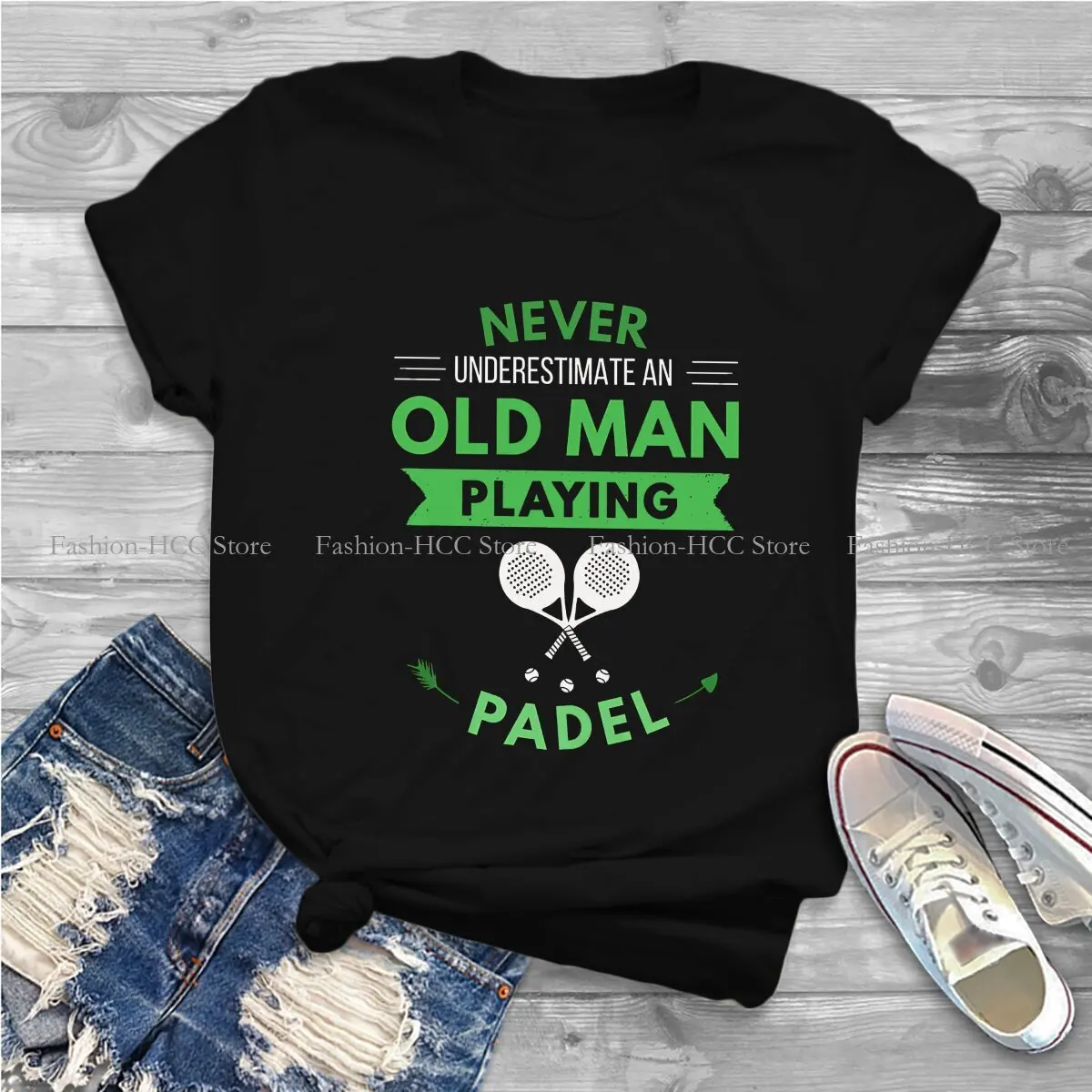 Tennis Polyester TShirt for Women Never Underestimate An Old Man Playing Padel Soft Leisure Tee T Shirt High Quality New Design