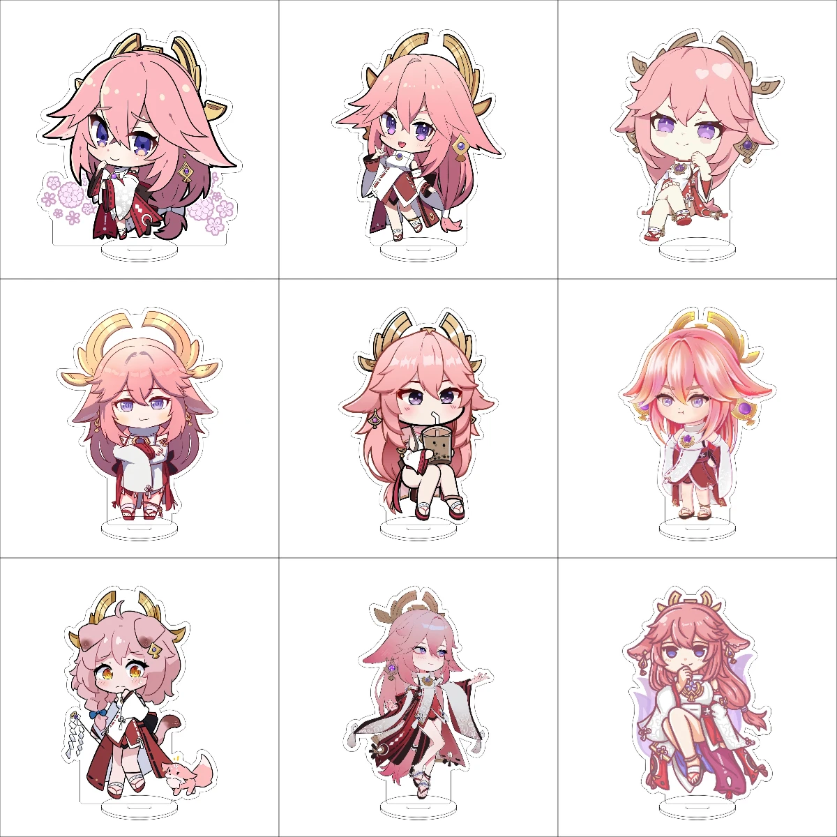 Figura de impacto Genshin de Anime de 10CM, soporte, modelo Yae Miko, decoración de escritorio bonita, letrero de pie, regalos
