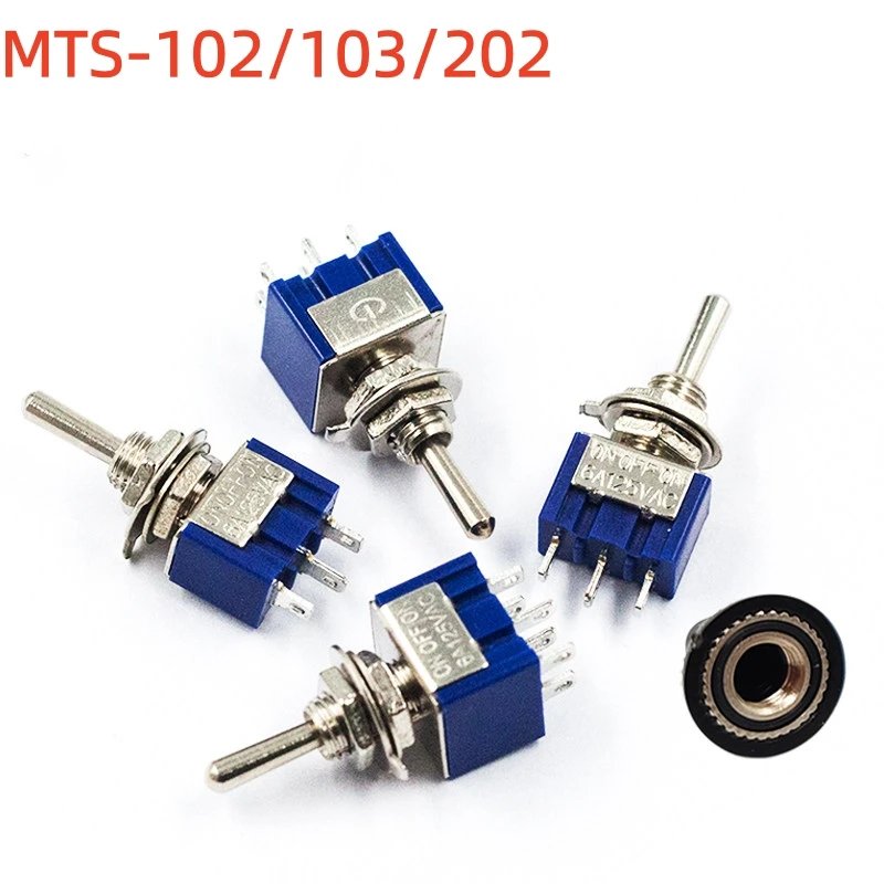 5PCS Toggle Switch MTS-102/103/202/203 3-pin/6-pin 2/3-speed Single/Dual Rocker Switch