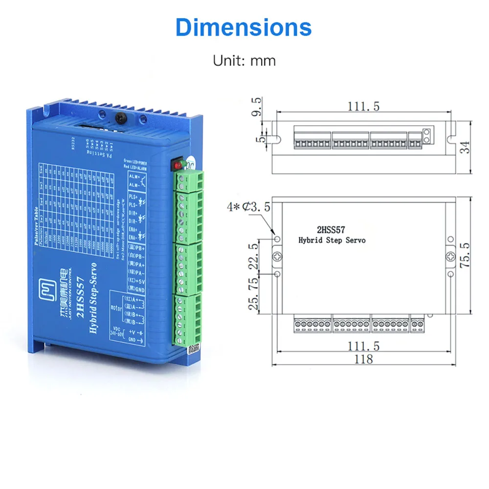 Imagem -06 - Movimentação Servo Híbrida do Motorista 2hss57 2hss57-n Nema23 do Motor Deslizante Bifásico de Jmc Compatível com Tensão de Entrada 2460vdc do Sinal de 524v