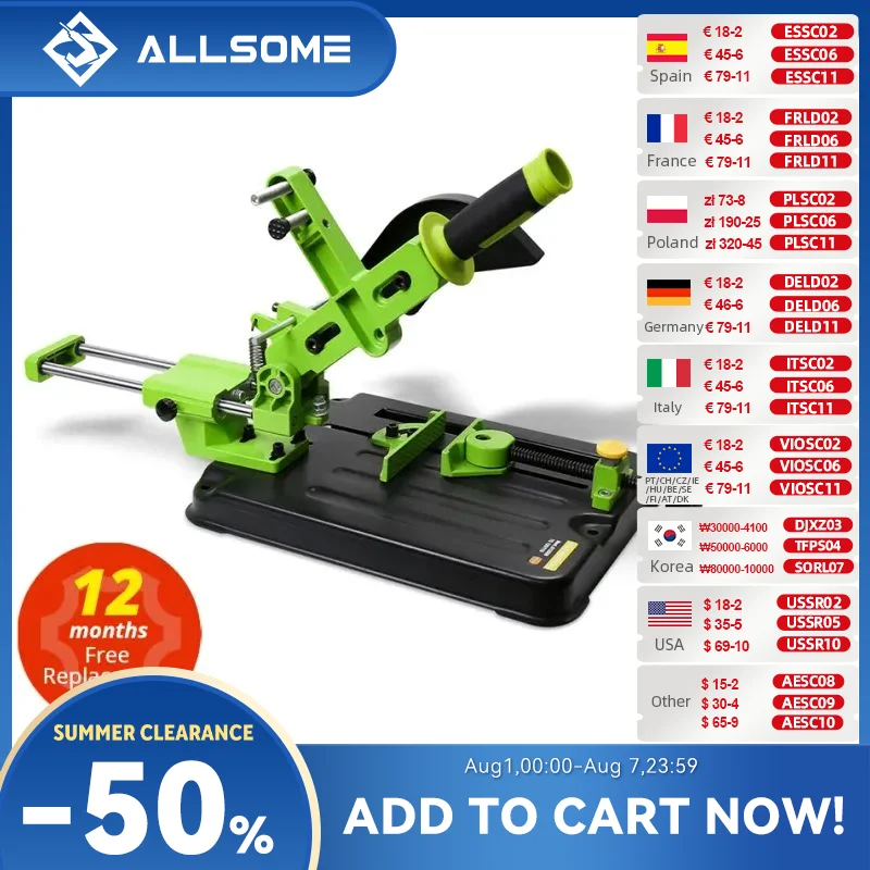 Allsome Support de Tronçonnage pour Meuleuse d'Angle - Ø 115-125 mm