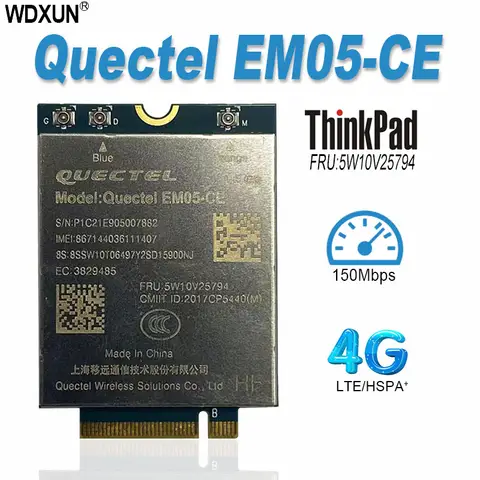 Módulo LTE Cat 4 4G EM05-CE 5W10V25794 para Lenovo ThinkPad X1 Carbon 8th/9th P1 X1 Extreme Gen 4 T14 T15 X13 T14s L14 T14s Gen 2