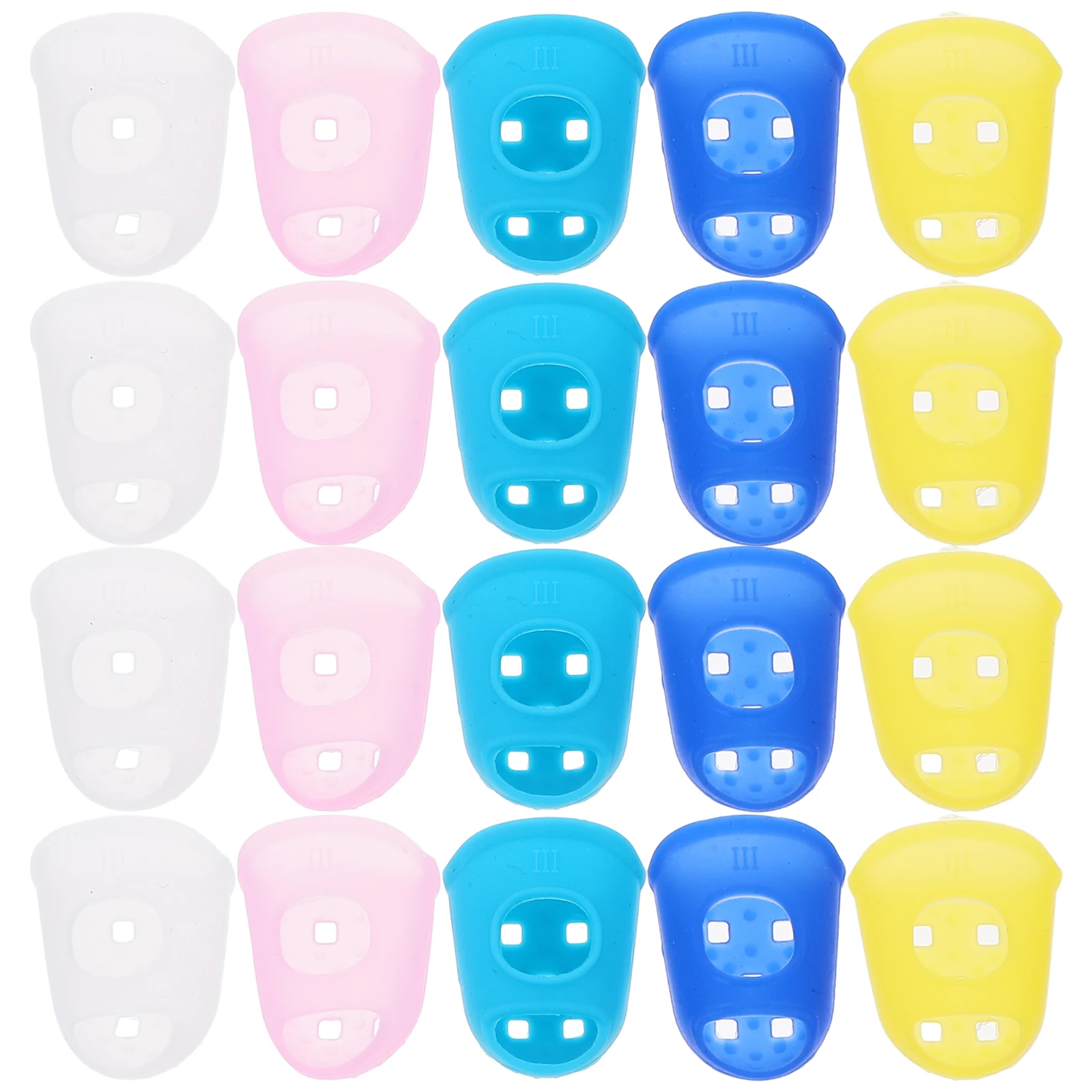 

40 pcs Anti-cut Finger Protectors Yellow Pink Transparent Each Wear-resistant Silicone Covers for Paper