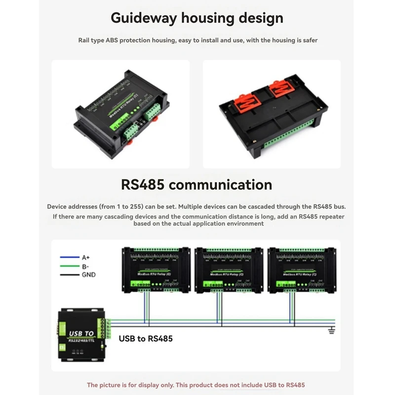 FFYY-DIN-Rail 8 ช่องรีเลย์โมดูล RS485 แม่เหล็กรีเลย์ Modbus RTU โปรโตคอลหลายการแยกวงจรป้องกัน