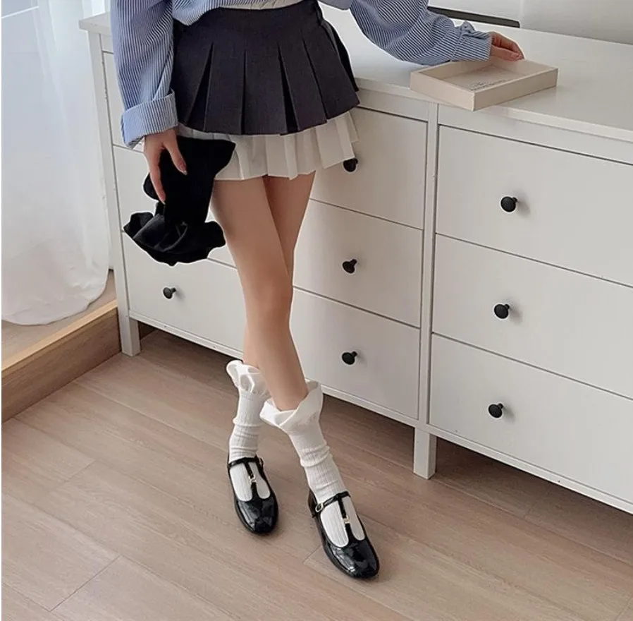 Handmade Three-dimensional Bubble For Girls Street Wear Skarpetki Damskie Women Luxury Mouth Pleated Lotus Edge Calf Socks