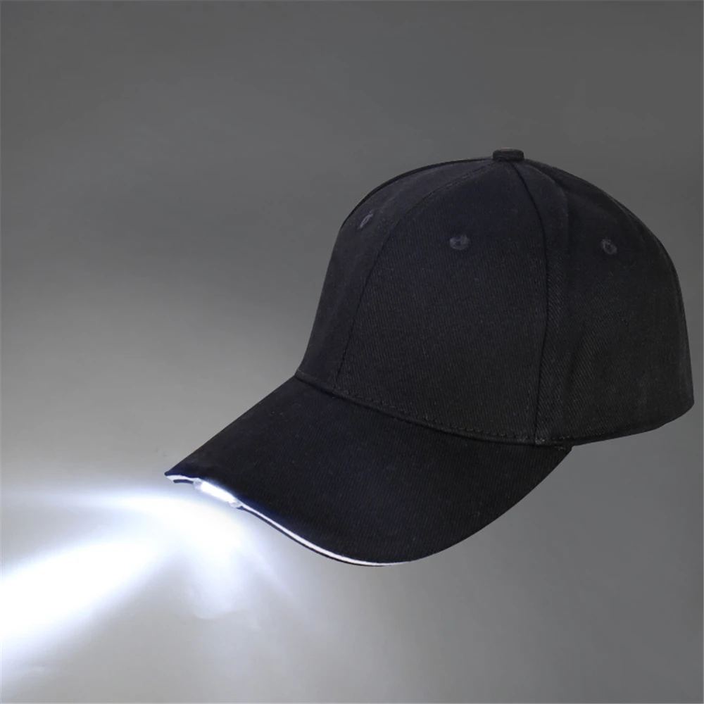 LED Lamp Cap Battery Powered Hat com LED Light Lanterna Farol para Pesca ao ar livre Jogging Baseball Cap Caminhadas Caps