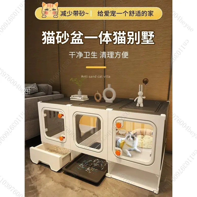 Cat cage household indoor villa cat nest toilet integrated one room one living room one bathroom cat cabinet small apartment