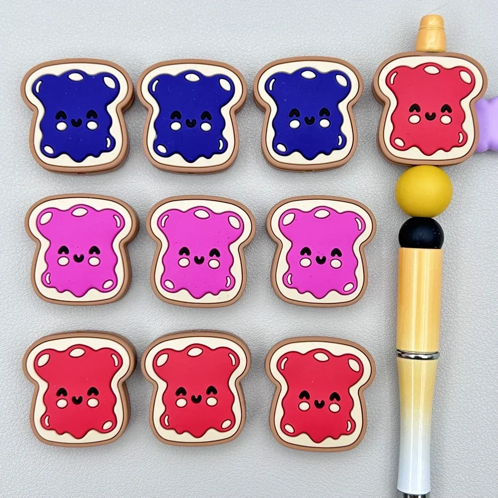 

10PC Bread Toast Bead Teethe Baby DIY String Pen Bead Nipple Chains Jewelry Accessories Teethe Focal Beads Baby Silicone Bead