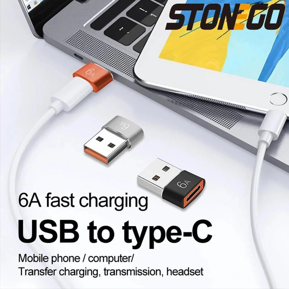 محول 6A USB 3 0 إلى النوع C OTG محول سبائك الألومنيوم للهواتف الذكية لأجهزة الكمبيوتر المحمولة PD للشحن السريع