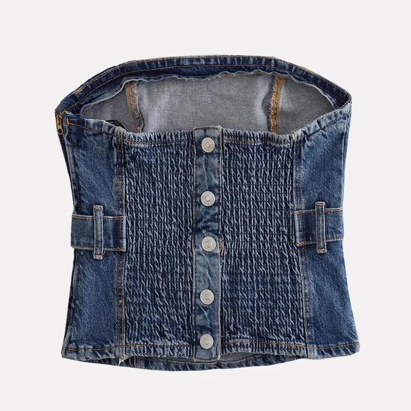 เสื้อยีนส์ทรงเอเข้ารูปสำหรับผู้หญิง ฤดูร้อน 2025 ผ้าโพลีเอสเตอร์ สีพื้น ความยาวปกติ ทรงสวย