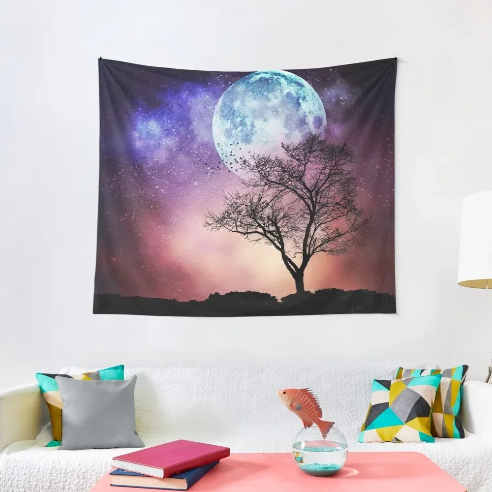 

Moon Tree - Magical Night Scene with Tree and Full Moon Tapestry For Bedroom Home Decoration Wall Tapestries Tapestry