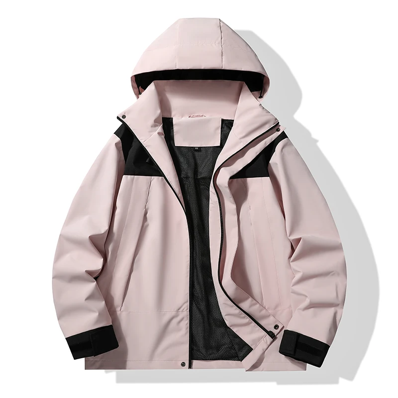 Men's Windbreaker Fashionable and Versatile Outdoor Color Blocked Detachable Hat Jacket 2024 New Cycling Windproof Hooded Jacket