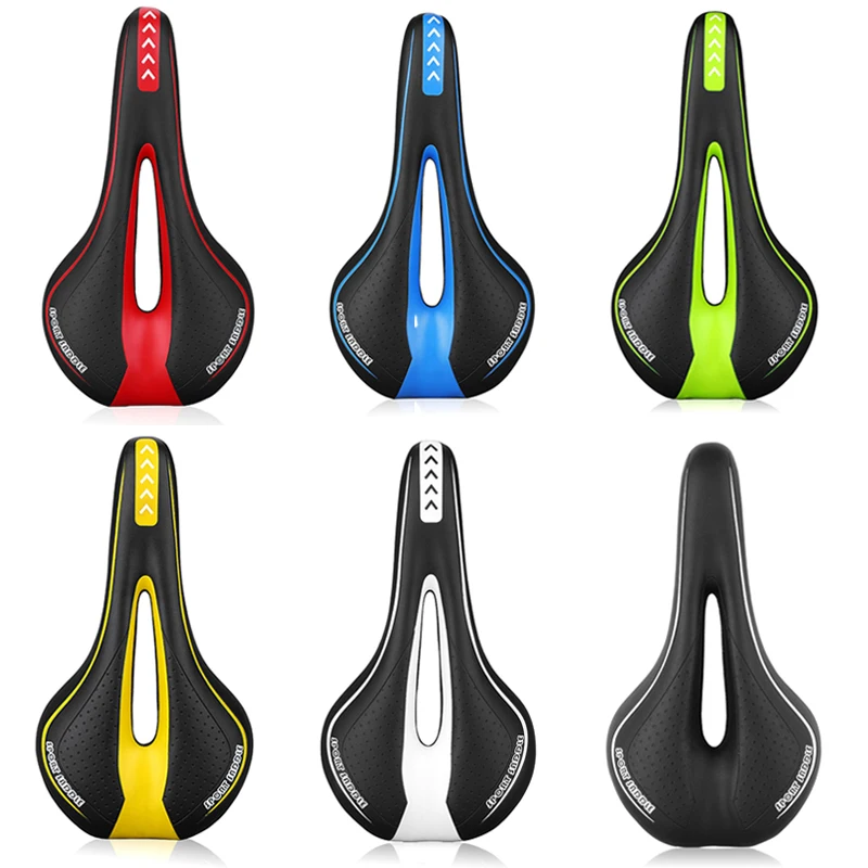 Bike Saddle Mountain Bike Seat Breathable Comfortable Bicycle Seat PU Leather Gel Filled Shockproof Men Women Bicycle Saddle