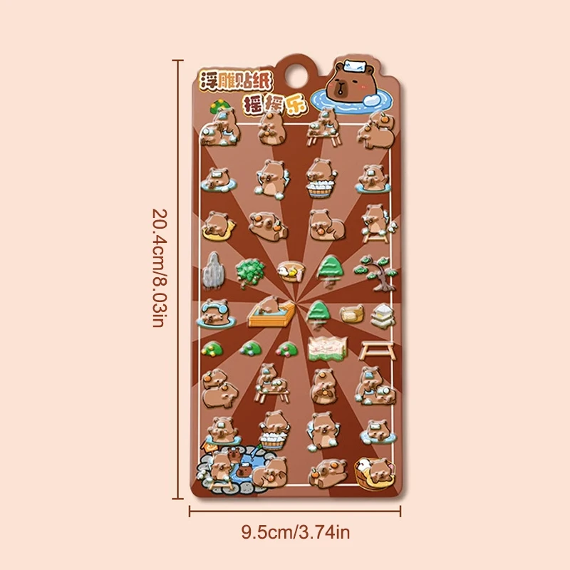 Cartoon Capybara Stickers 3D Transparent Jelly Sticker PVC Funny Animal Decorative Sticker Kids Mobile Phone Stationery Stickers