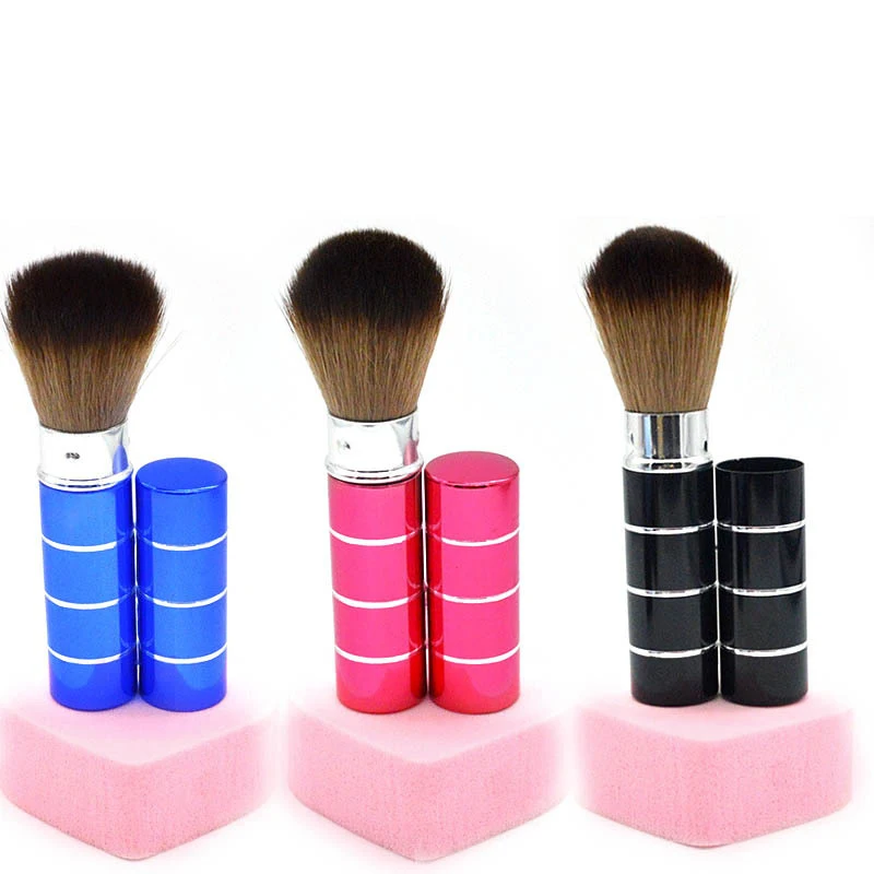 1 قطعة فرشاة قابلة للسحب فرشاة للمكياج مسحوق أحمر الخدود فرشاة لمساحيق التجميل صغيرة لينة النايلون الشعر متعددة الوظائف المحمولة مع مقبض معدني