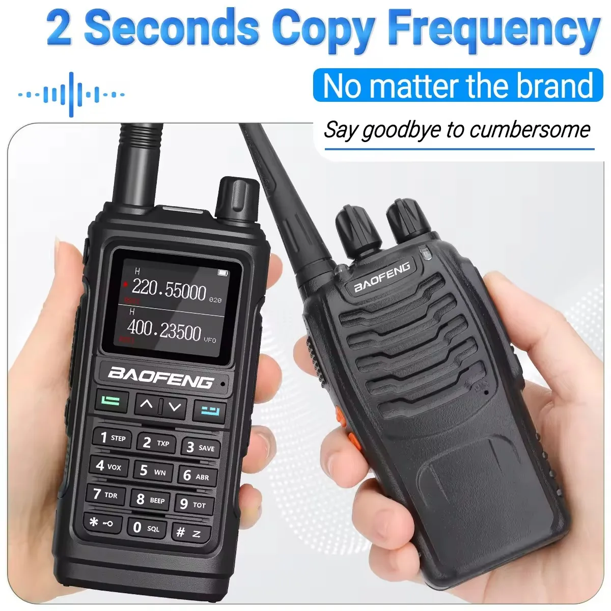 Baofeng Strong Anti-Interferência Dois Sentidos Rádio Walkie Talkie, Banda de Ar de Longo Alcance, Frequência de cópia, FM e AM, Tipo C Carga, UV