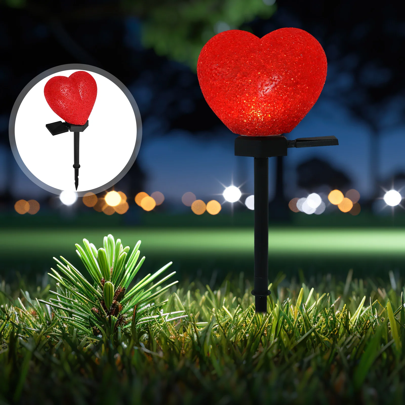 

Heart For Valentines Day Outdoor Decoration Red Heart Shaped Stake Solar Powered Waterproof Garden Landscape Light Romantic Lawn