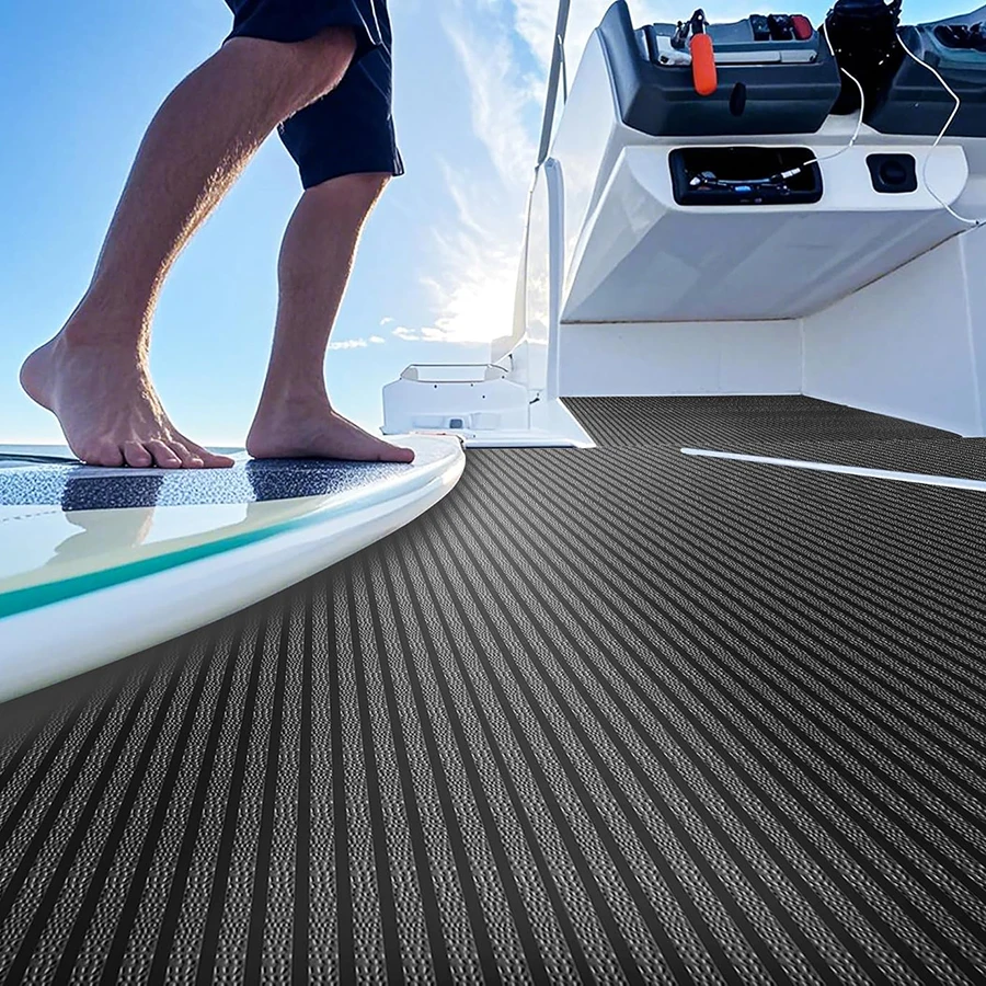 

240*45cm EVA Foam Sheet Non Slip Self Adhesive Boat Decking Pads For Caravan Motorhome RV with Dot Anti Skid Soft Carpet Black
