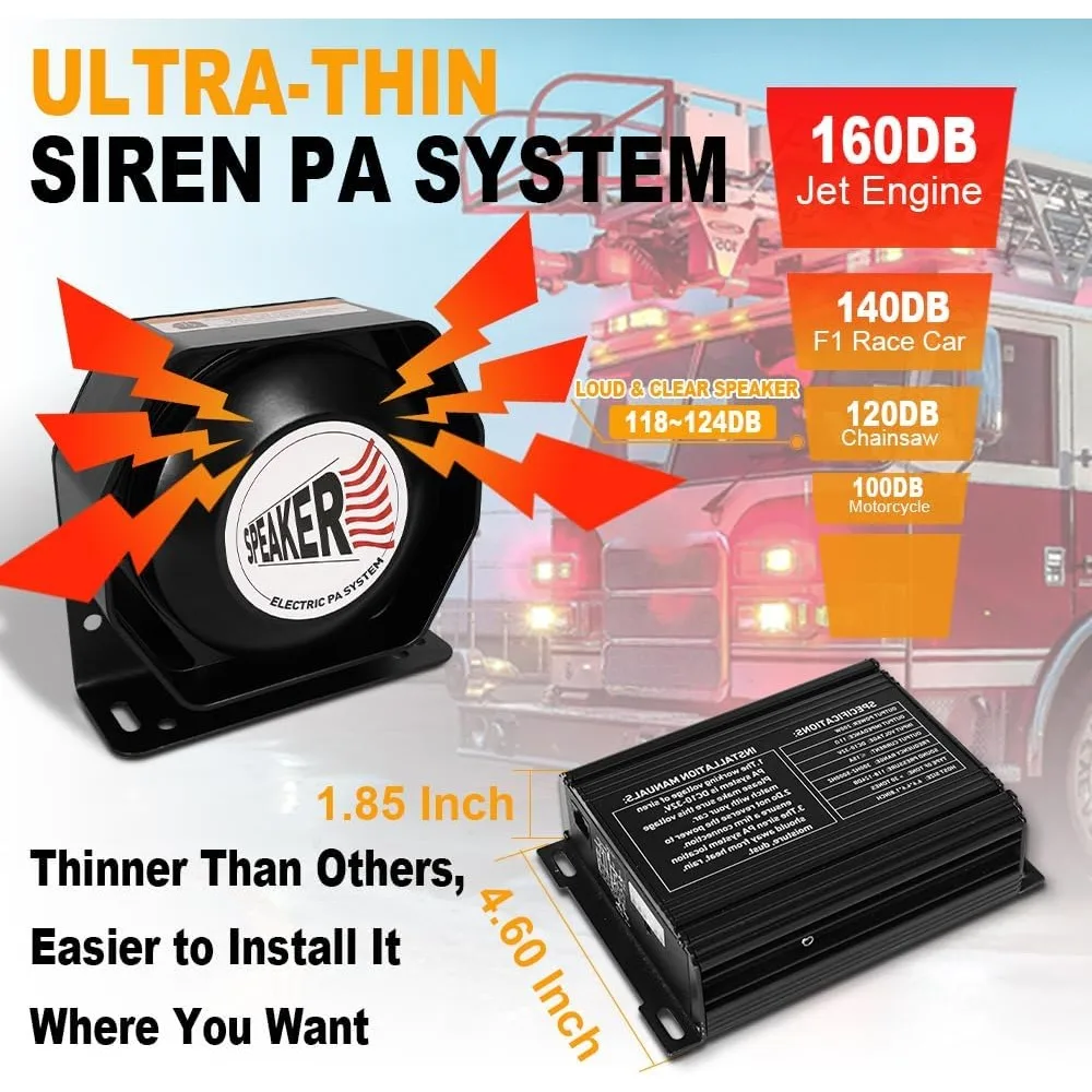 

Аварийная полицейская сирена, 200 Вт, многотональная система PA, тонкие сирены с динамиками