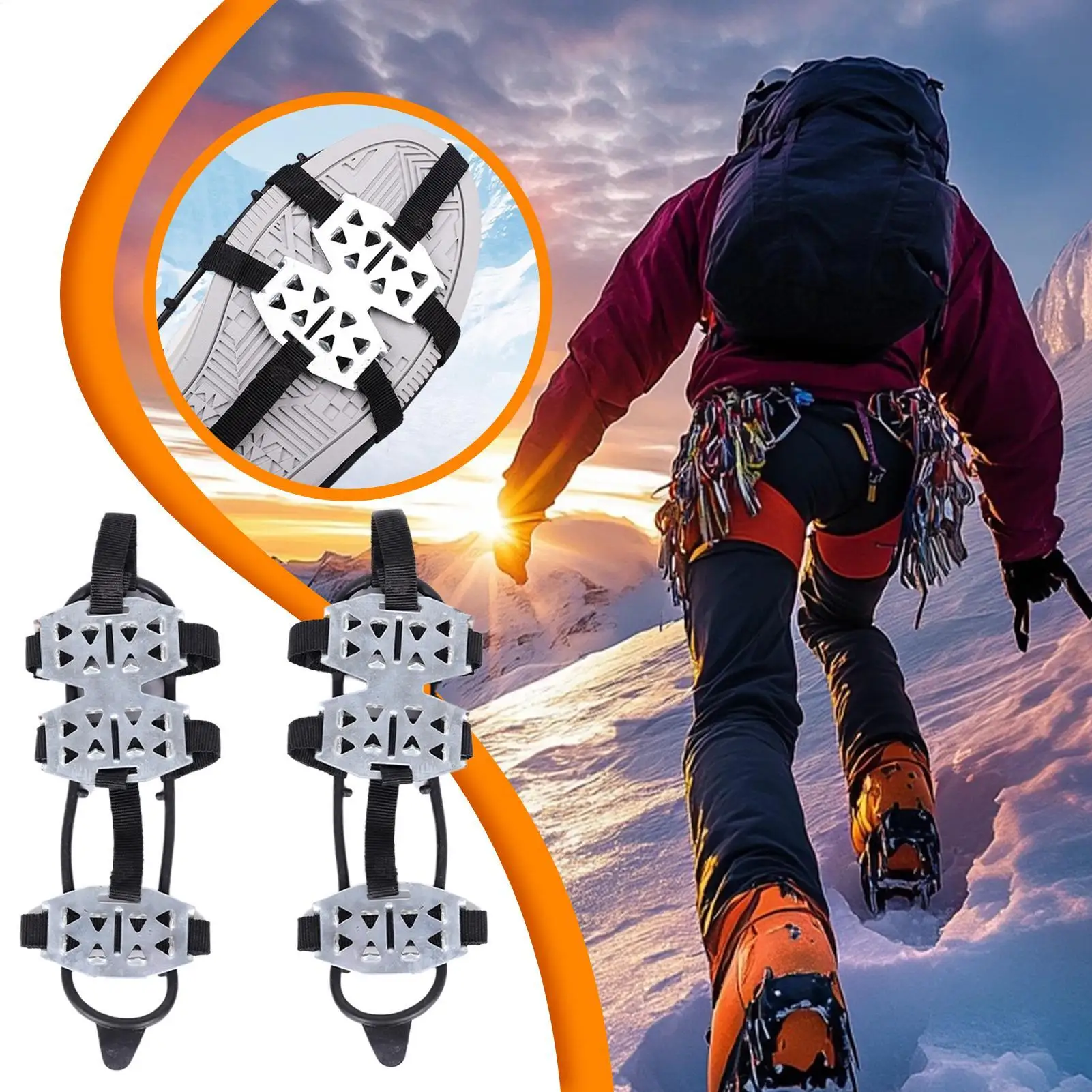 

Shoe Spikes For Snow And Ice Anti-Slip Crampons Gripper Snow Spikes Shoes For Winter Hiking Climbing Fishing Trekking Outdoor