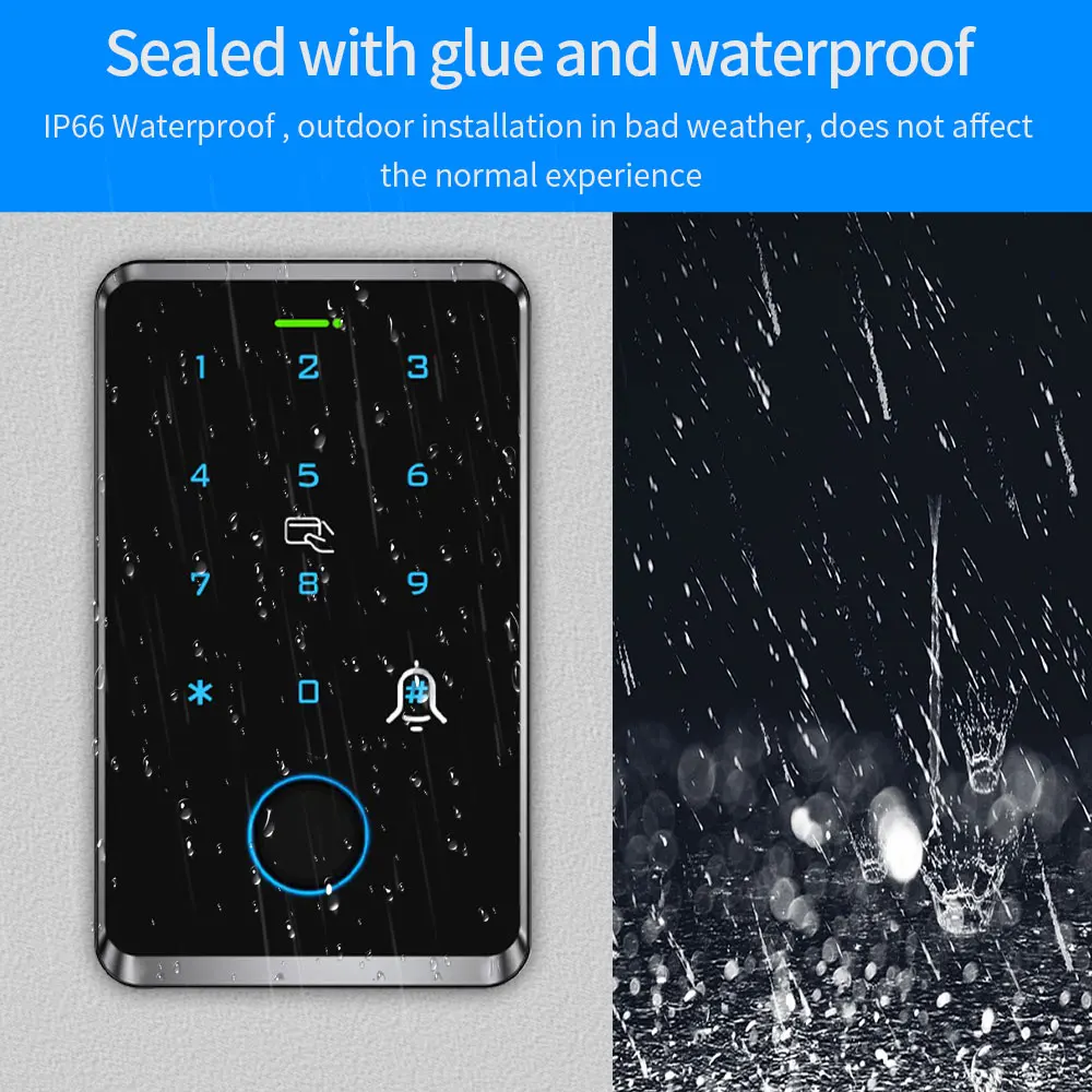 Tuya Wifi Fingerprint Access Control Keypad Outdoor Waterproof Remote Door Opener Master Card App Temporary Password Interlock