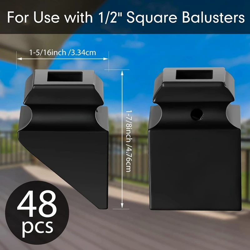 

Iron Baluster Shoes Square Iron Balusters Wrought Spindles for Staircase Slant Shoes for Use with 1/2 Inch 48 Pack-ABRM