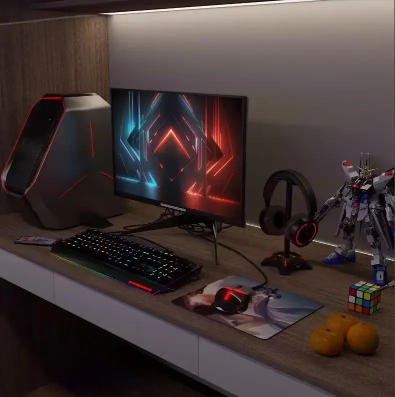 حامل سماعات الرأس RGB فوق الأذن، رف عرض سطح المكتب مع منفذي USB لمكتب ملحقات ألعاب الكمبيوتر الشخصي