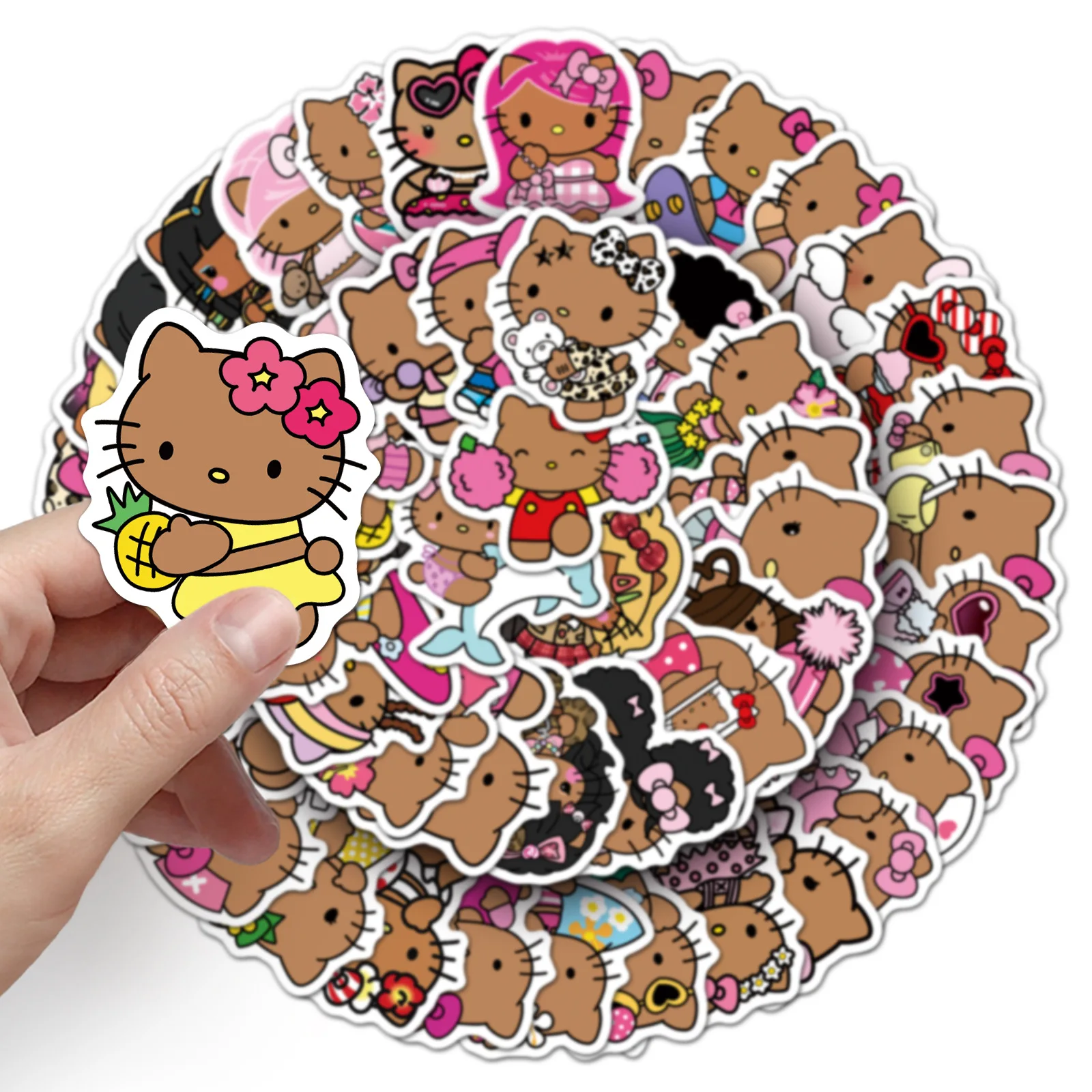 

50PCS Cartoon Black HelloKitty Stickers Luggage Guitar Suitcase Water Cup Laptop Phone Diary Cartoon Stickers Toys Decals