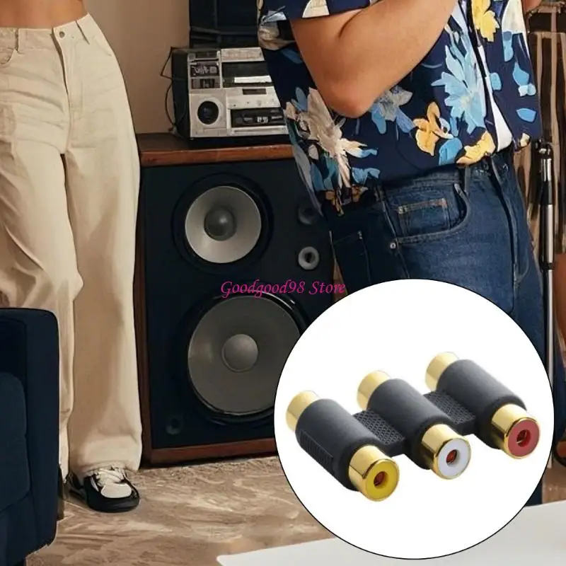 

2PCS Gold Plateds AV Coupler Adapters for Extending Video Game and Home Theater 3RCA Cables W8EC