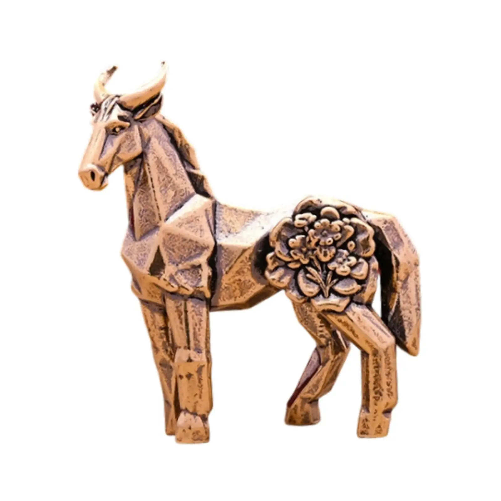Brass Horse Miniature Figurine Small Statue Decorative Year of The Horse Decor Animal Sculpture for Office Desk Living Room