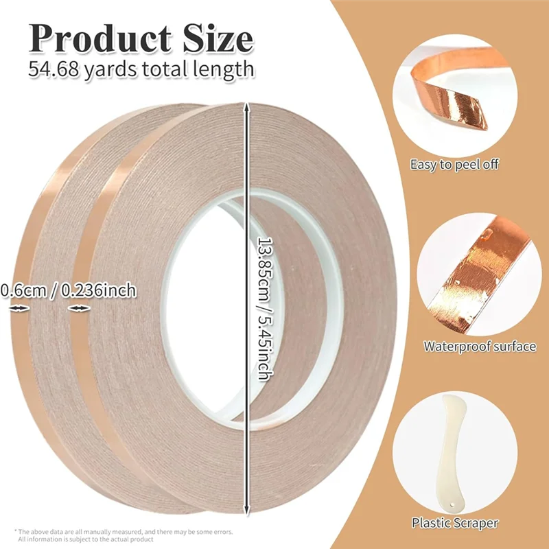 銅箔テープ、ステンドグラス用品用導電性0.2インチX164FT接着剤、ギタB