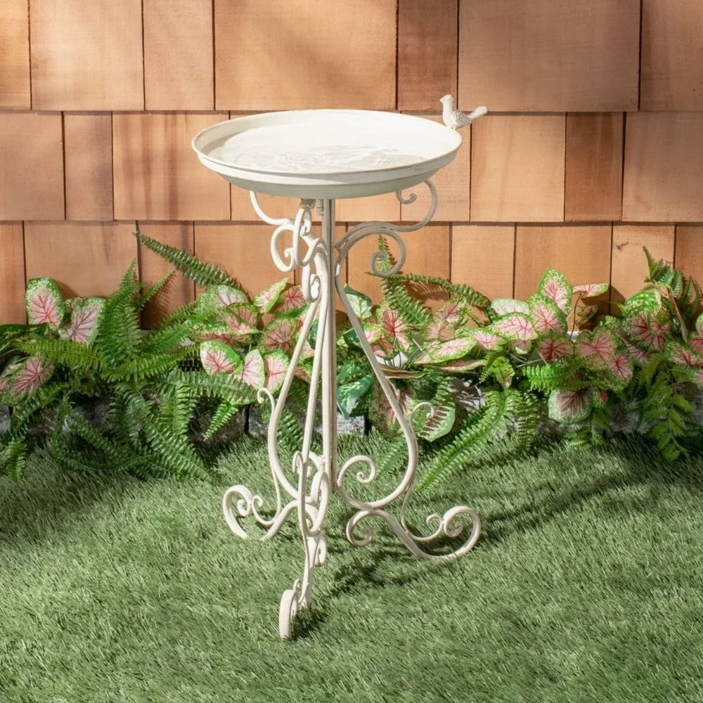 

Outdoor Collection Bird Bath Pearl White Glass