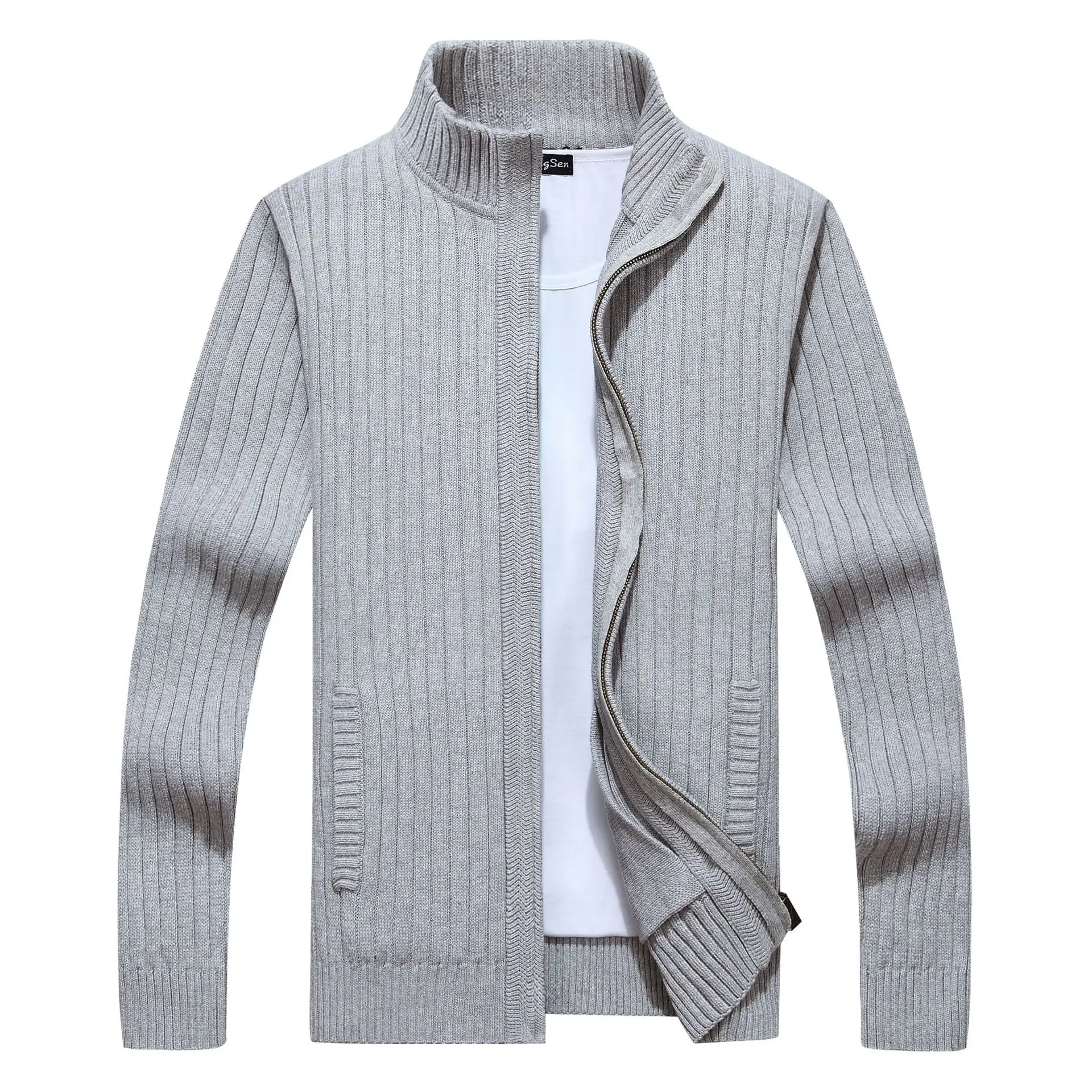 2023 Men's Autumn Thickened Business Casual Sweater Youth Stand Collar Cotton Sweater