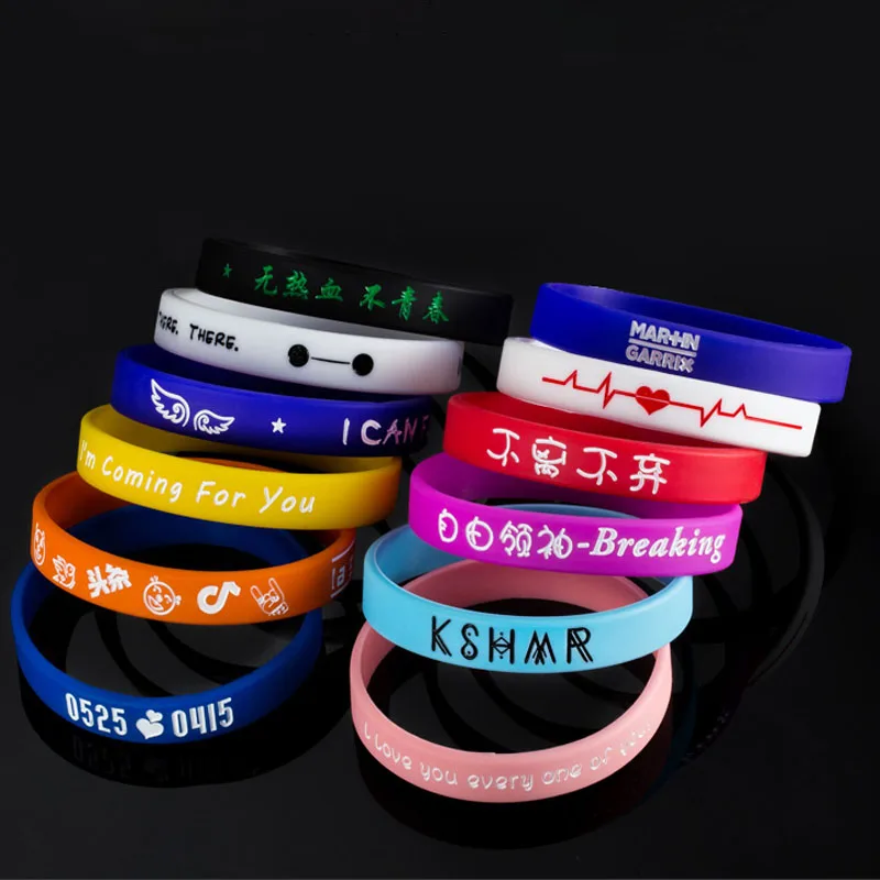 Custom Popular Sports Silicone Bracelets&Bangles ID Logo Letter Intaglio Silicone Wristband for Kids Adult Youth Gits Wholesale