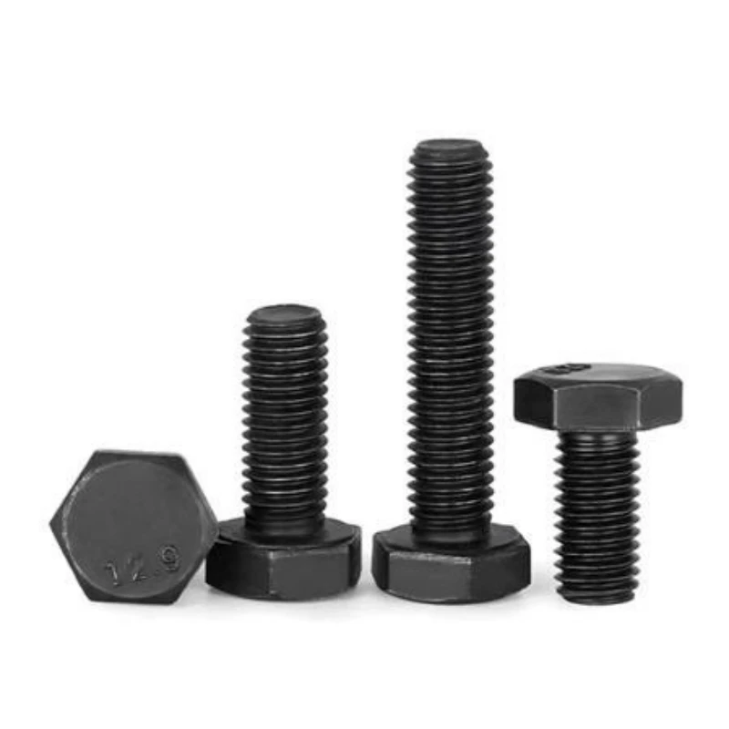 5~100pcs M4 M5 M6 M8 M10 M12 M14 M16 High-Strength Black Carbon Steel Grade 12.9 External Hexagonal Full Tooth Extension Bolt