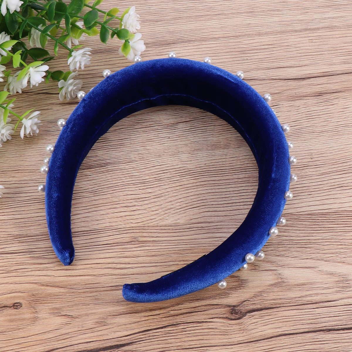 

Pearl Headband Decor Hair Hoop Lint Thick Hairbands Jewelry Navy Women Hoops Miss