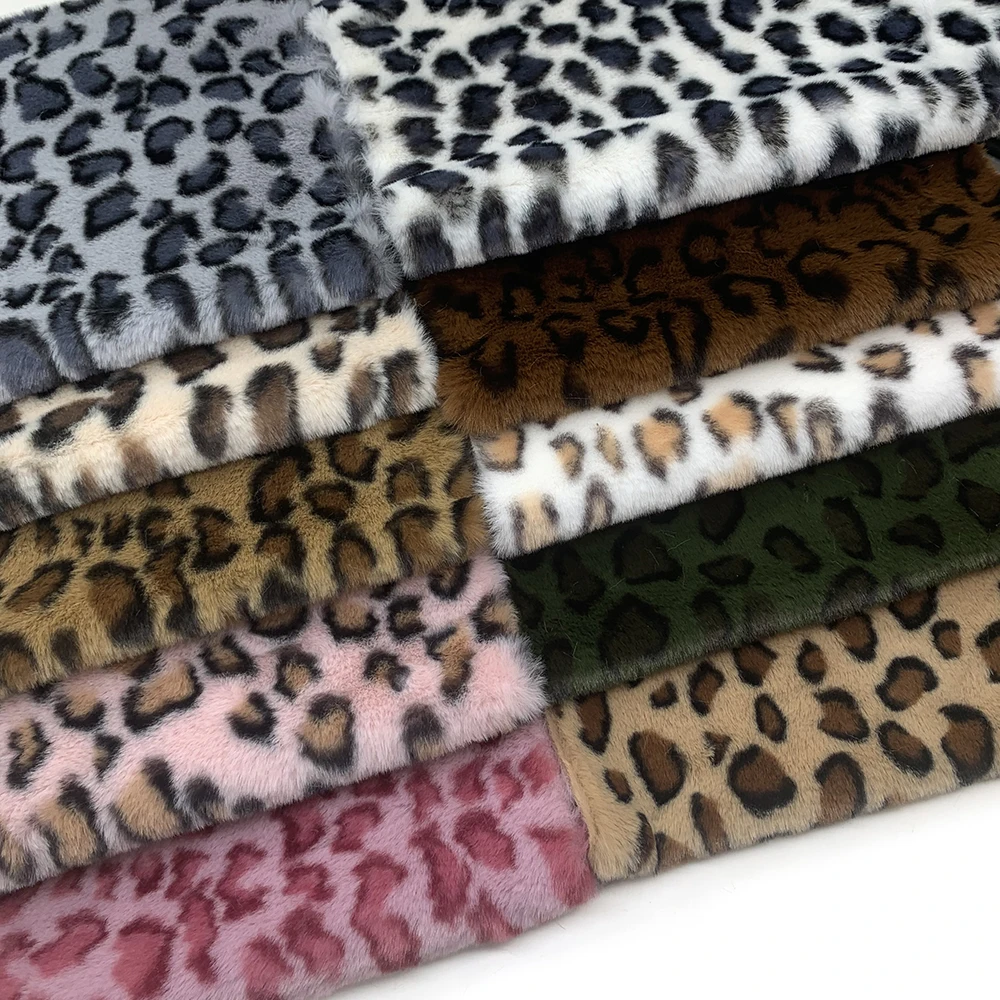 2024  Cheap Price 160x50cm Leopard Artificial Fur Fabric For Handmade Craft Clothing Bag Hair Accessories DIY  Faux Rabbit Fur