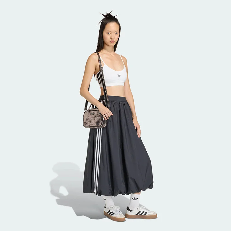New Adidas Originals Sporty Midi Skirt Loose Fit Casual Streetwear Skirt with Side Stripes Comfortable Elastic Waist Skirt 4