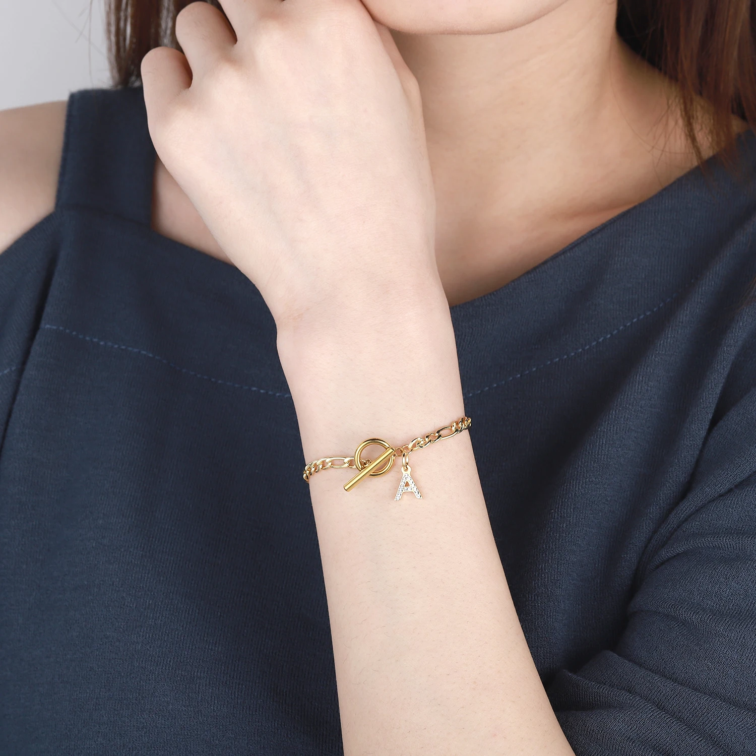

Custom Zircon Letter Bracelet 18K Gold Plated Stainless Steel Customized Items Luxury 2025 Trend Christmas Gift for Her Him