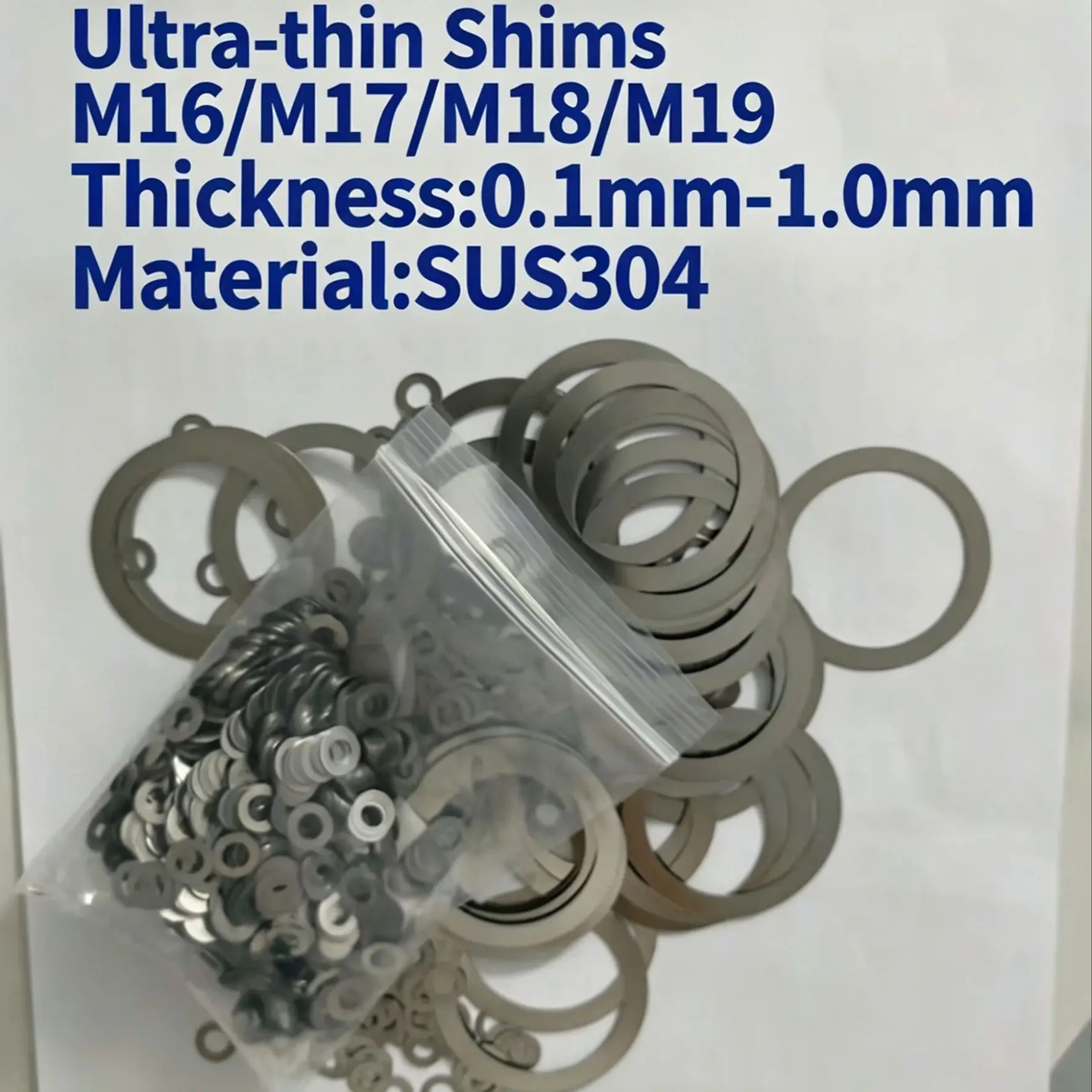 M16 M17 M18 M19 DIN988 SUS304 Stainless Steel Adjusting Shim Washers Ultra-thin Plain Washer Flat Gaskets