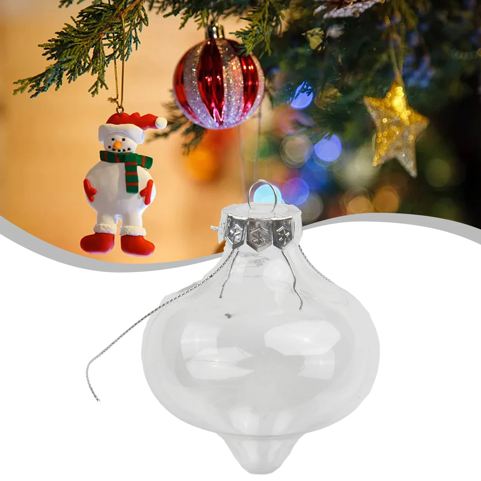 Christmas Ball Ornaments Set PET Plastic Transparent Special-Shaped Christmas Ball For Xmas Tree DIY Decoration Supplies