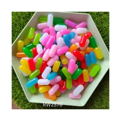 Colorful Jelly Bean Resin Candy Flat Back Cabochon Kawaii DIY Resin Craft Decoration    Embellishment