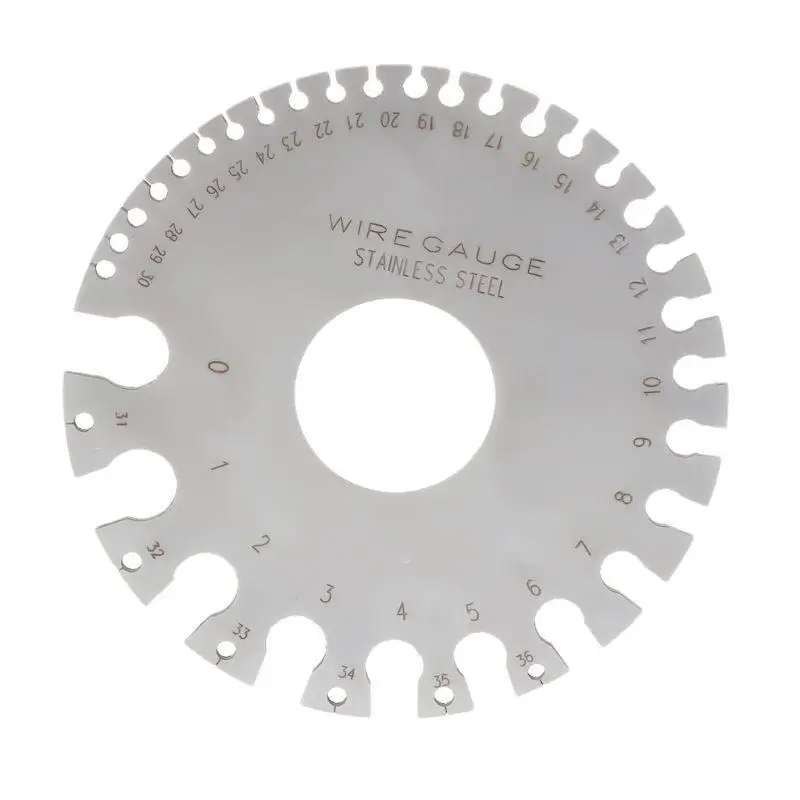 652F الفولاذ المقاوم للصدأ 0-36 جولة AWG SWG سلك قياس سمك ورقة قياس قطر المعادن الماكنة قياس لوحة حاكم #5