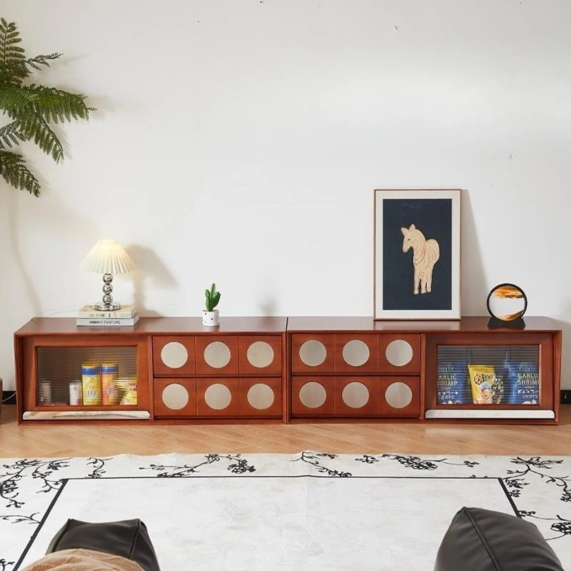 

Medieval TV cabinet combination living room displayretro integrated floor drawer TV storage cabinet