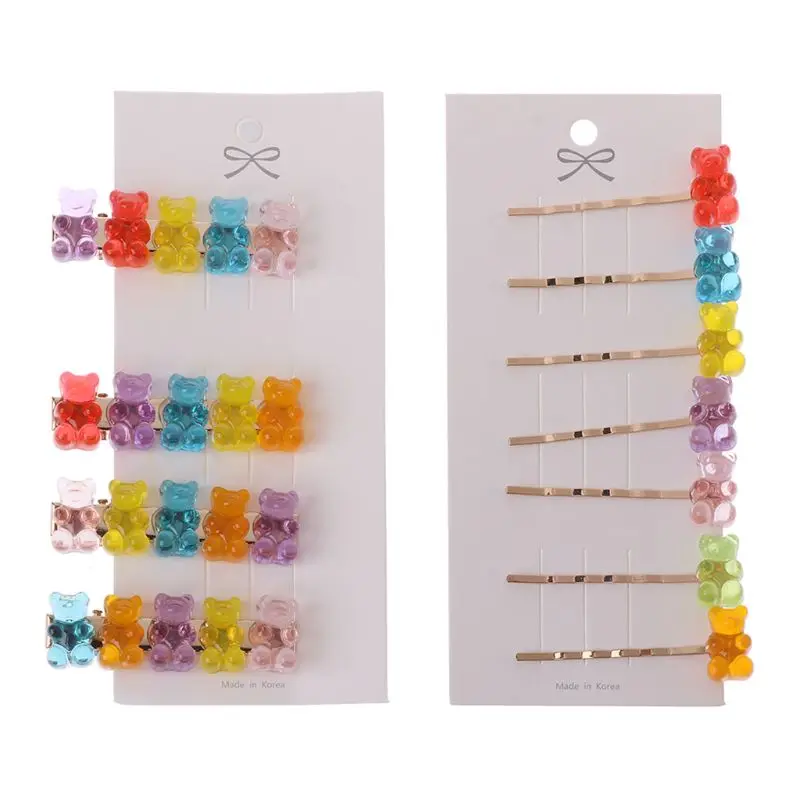 652F Mollette multicolori Clip laterale con orsetto panda cartone animato misto, ottimo regalo per compleanno