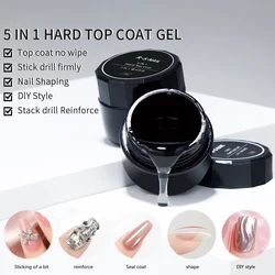 RSNAIL 5 IN 1 Japanese Hard Top Coat 15ml Rhinestones No Wipe Top Coat Efficient Function Adhesive Water Nail Art Gel DIY Design