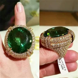 Delicate Women Charm Gold Color Round Geometry White Green Stone Rings for Women Wedding Engagement Jewelry