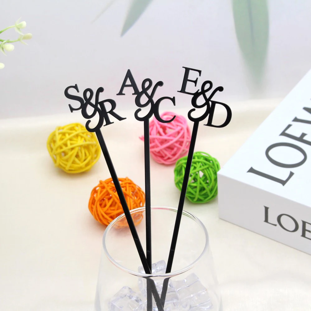 30/50/100 قطعة شخصية محفورة النمام الزفاف ديكور شرب النمامون مخصص كوكتيل أفرط النمامون شرب العلامات للحزب #3