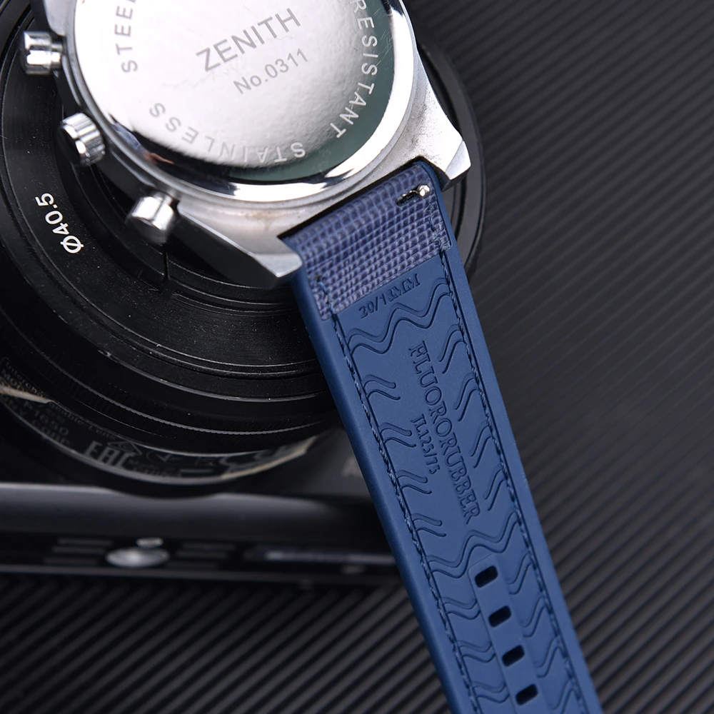 New Leather+FPM/FKM Rubber Straps 20mm 22mm Double Layer Diver Watch Straps Rubber Watchbands Leather Strap Bracelet Accessories